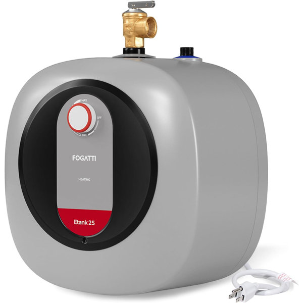 Fogatti 2.5/4/8 Gallon Electric Mini Tank Water Heater - 1440W, 120V, Compact Storage Tank (Gray)